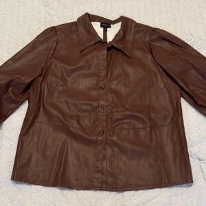 Who What Wear Chocolate Faux Leather Jacket/Shirt